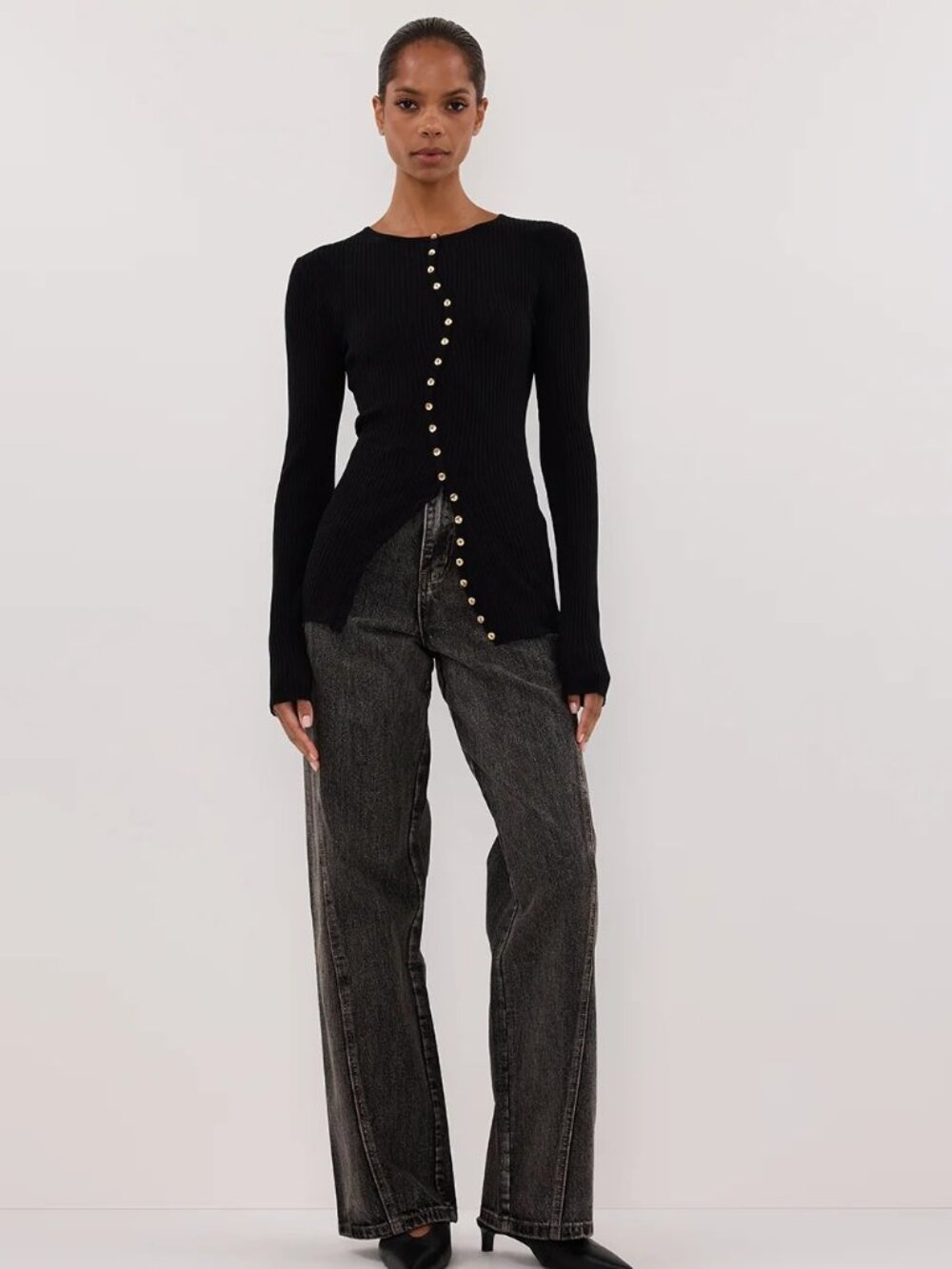 NWOT DISSH Amber Black Long Sleeve Knit Cardigan in Black - Size M